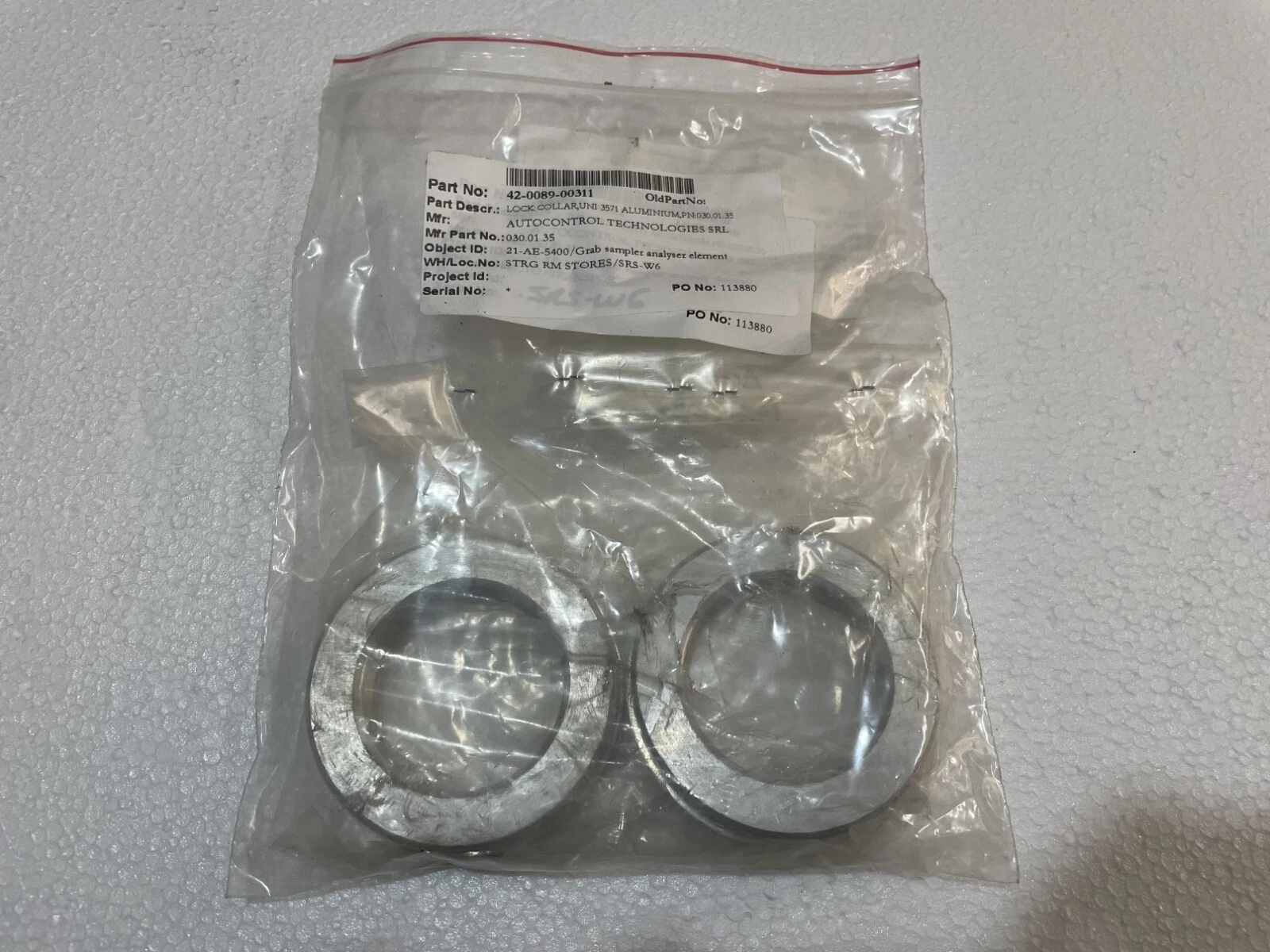 AutoControl Technologies Grab Sampler Lock Collar  P/N 030.01.35 Lot of 02 Pcs